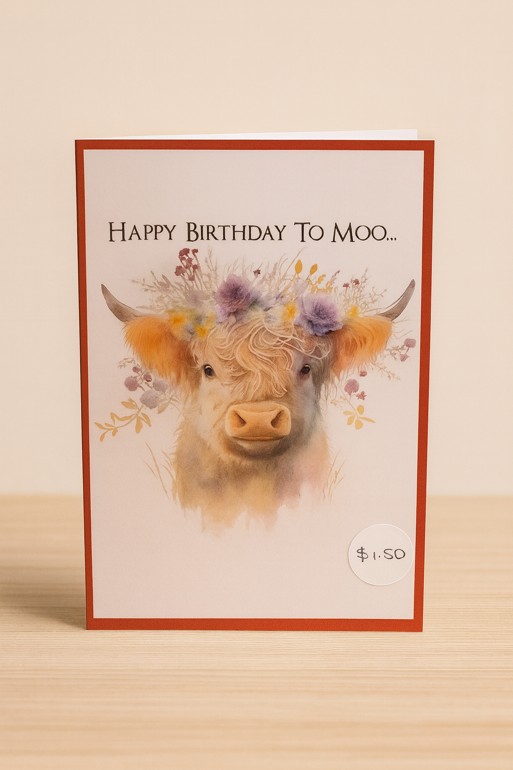 MOO - Highland cow birthday card