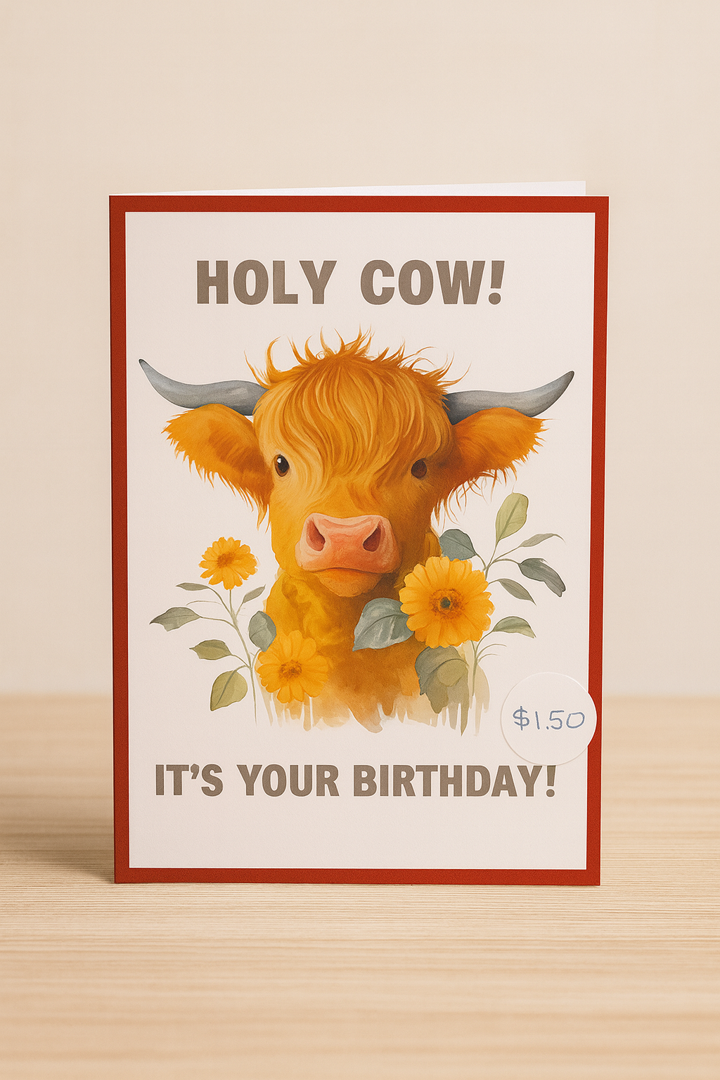 HOLY COW - Highland Cow birthday card