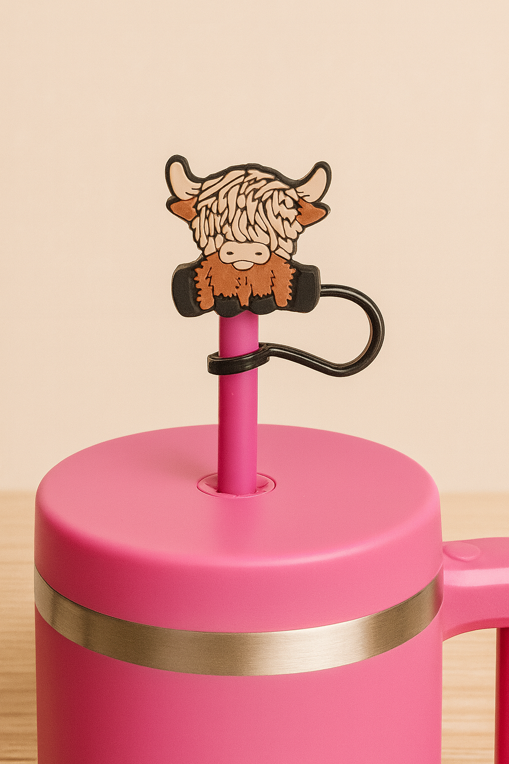 Highland Cow Straw Topper